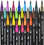 Dual Brush Marker Pens for Coloring,24 Colored Markers,Fine Point and Brush Tip Art Markers for Kids Adult Coloring Books Bullet Journals Planners,Note Taking Coloring Writing - Image 4